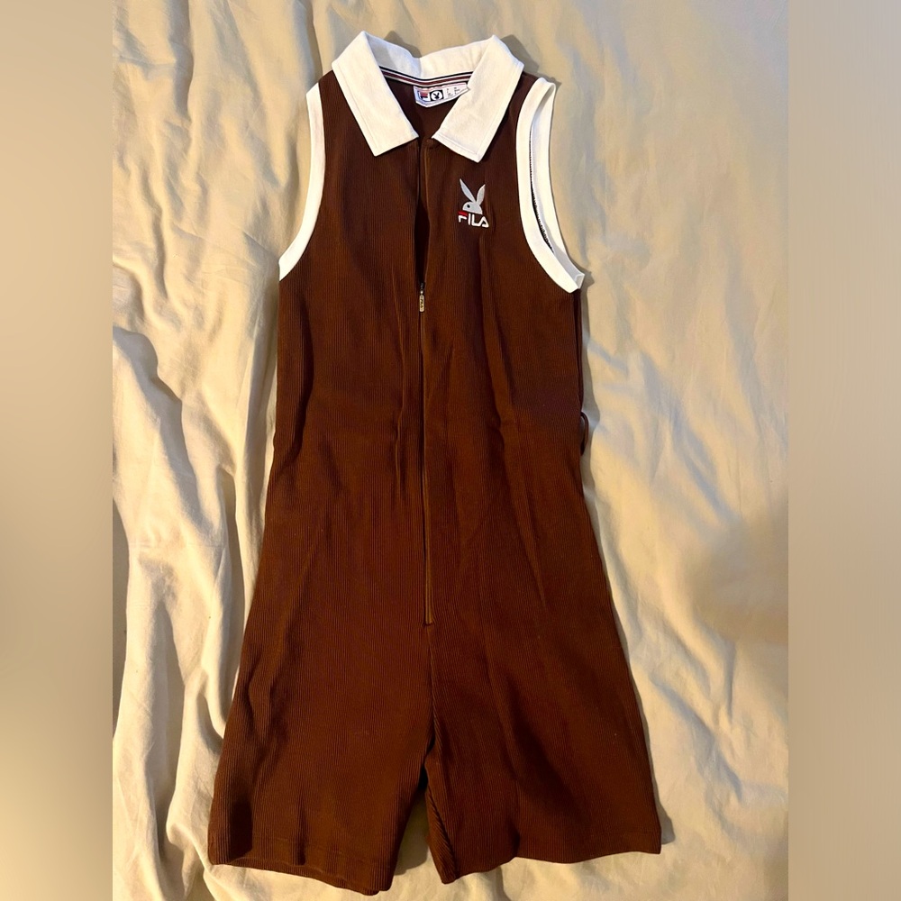 Brown FilaxPlayboy Sleeveless Romper